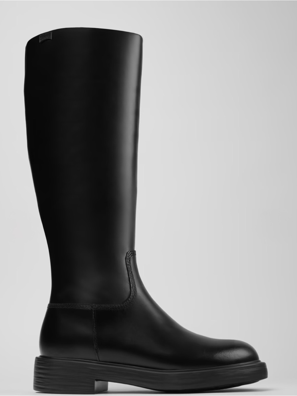 Camper Black Tall Leather Heeled Riding Boot